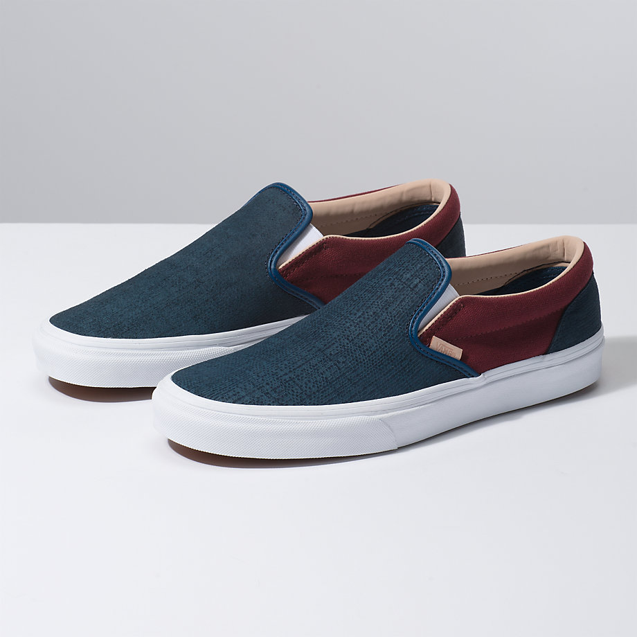 Vans Erkek Kaykay Ayakkabısı Textured Suede Slip-On Mavi | 39126-350